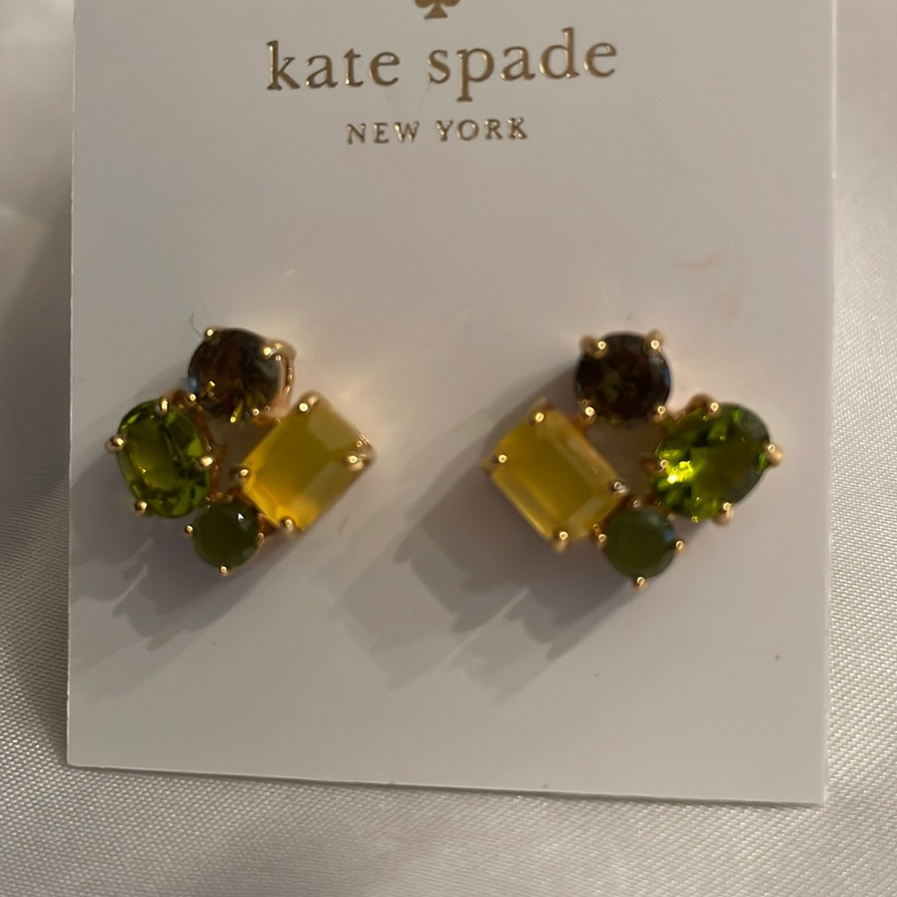 Kate spade cluster crystal multi color in green and yellow shades